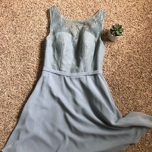 Dusty blue AZAZIE bridesmaid dress